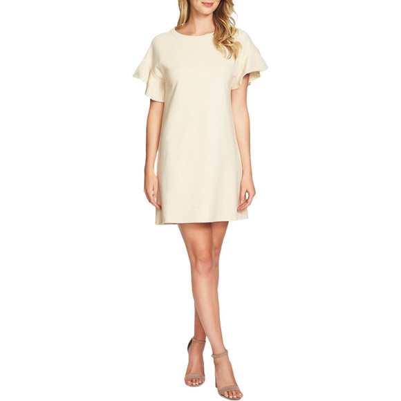 1.STATE French Terry Ruffle Sleeve Tee Shirt Dress - Picture 1 of 8